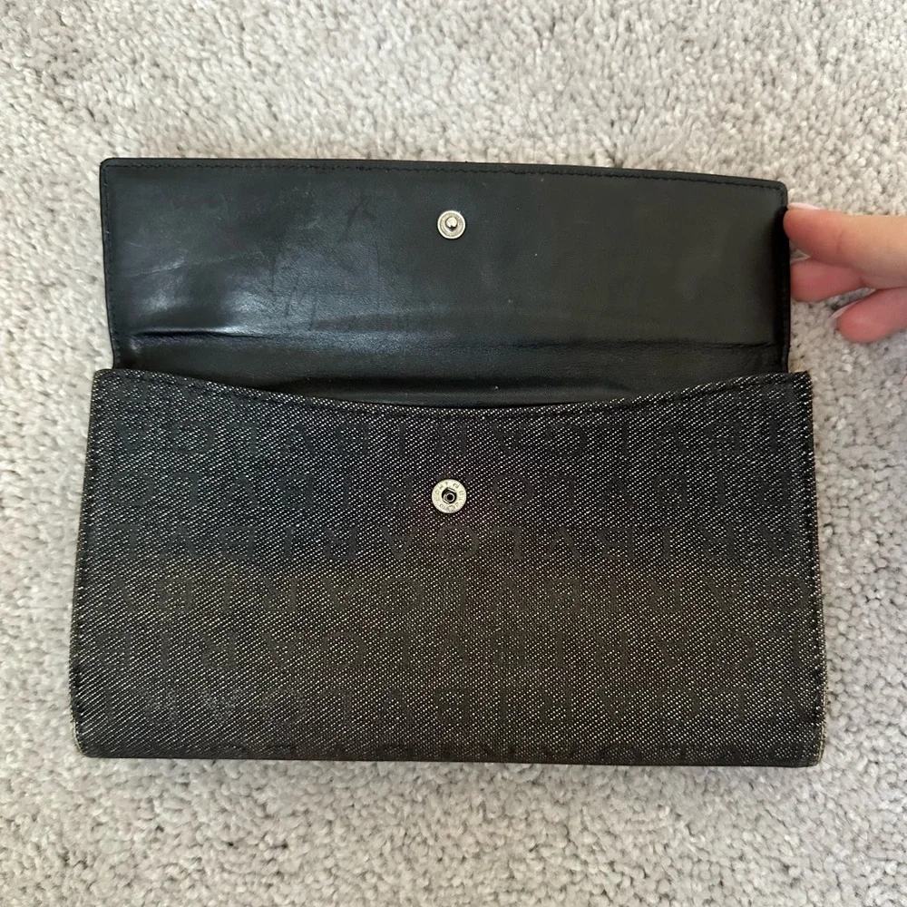 Bvlgari Bulgari logo authentic vintage long logomania in gray denim wallet - Picture 9 of 15